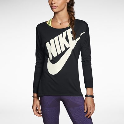 Nike Signal Long Sleeve Womens T Shirt   Black