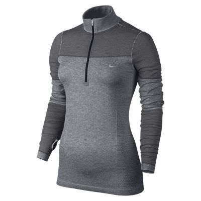 Nike Dri FIT Knit Long Sleeve Half Zip Womens Running Shirt   Black