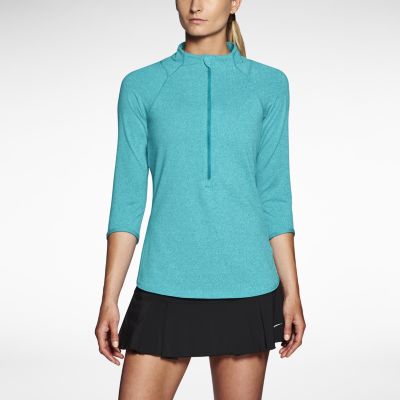 Nike Baseline Half Zip Womens Tennis Top   Turbo Green