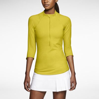 Nike Baseline Half Zip Womens Tennis Top   Bright Citron