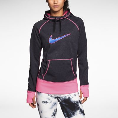 Nike Swoosh Out All Time Womens Hoodie   Black Heather