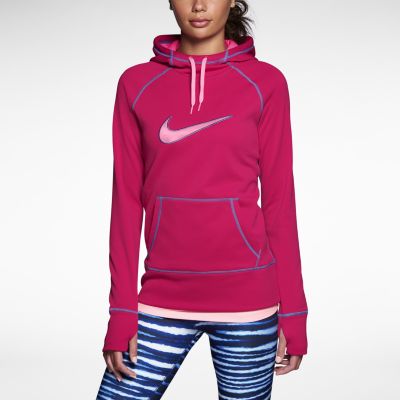 Nike Swoosh Out All Time Womens Hoodie   Fuchsia Force