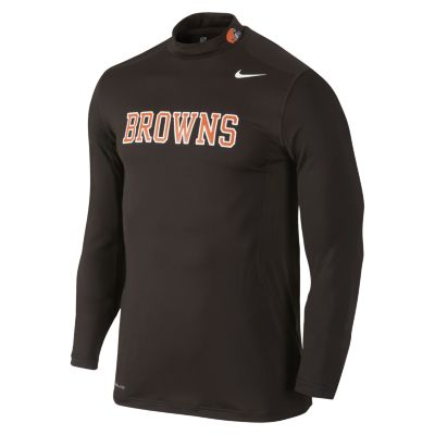 Nike Pro Combat Hyperwarm Max Shield (NFL Cleveland Browns) Mens Mock   Seal Br