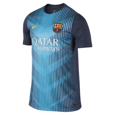 FC Barcelona Squad Pre Match Mens Soccer Jersey   Midnight Navy