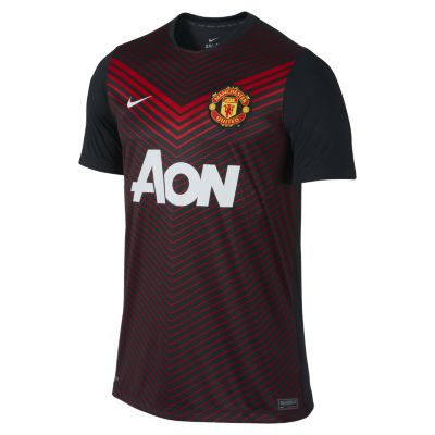 Manchester United Squad Pre Match Mens Soccer Jersey   Black