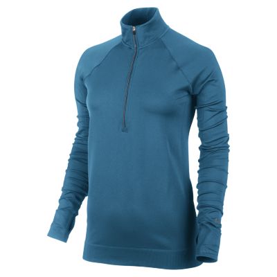 Nike Luxe Seamless Half Zip Womens Running Top   Dark Sea