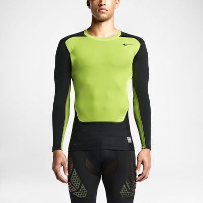 Nike Pro Combat Hypercool Vapor Power Compression Mens Shirt   Volt