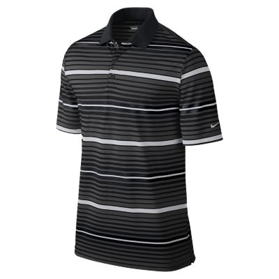 Nike Key Bold Heather Stripe Mens Golf Polo   Black