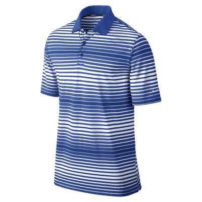 Nike Key Bold Heather Stripe Mens Golf Polo   Game Royal