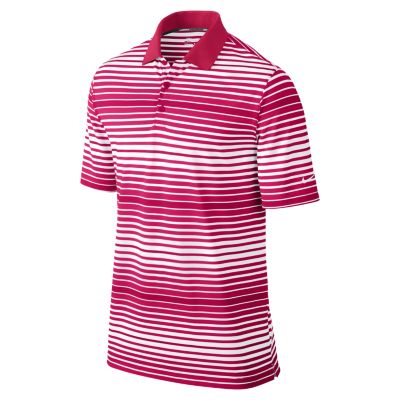 Nike Key Bold Heather Stripe Mens Golf Polo   Fuchsia Force