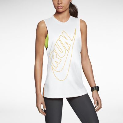 Nike Tailwind Loose Womens Running Tank Top   White