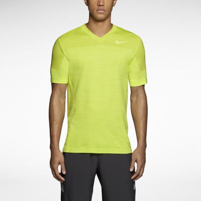 Nike Dri FIT Knit V Neck Mens Training Shirt   Volt