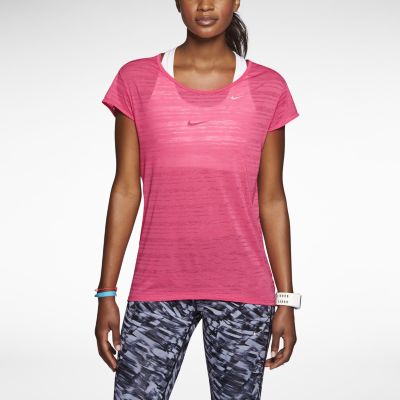 Nike Dri FIT Touch Breeze Crew Womens Running Shirt   Dynamic Pink