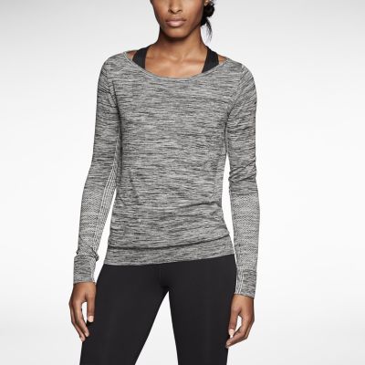 Nike Dri FIT Knit Epic Crew Womens Training Shirt   Dark Grey Heather