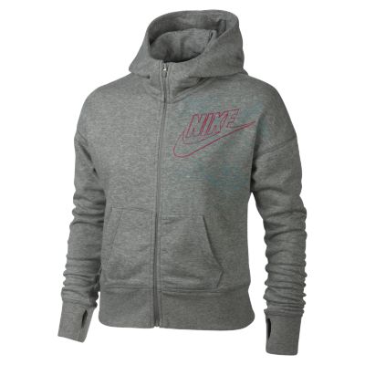 Nike Run Hashtag Full Zip Girls Hoodie   Dark Grey Heather