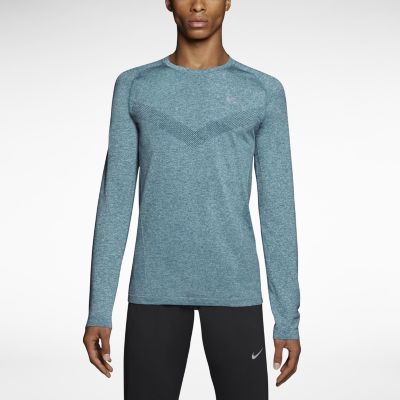 Nike Dri FIT Knit Long Sleeve Mens Running Shirt   Rift Blue