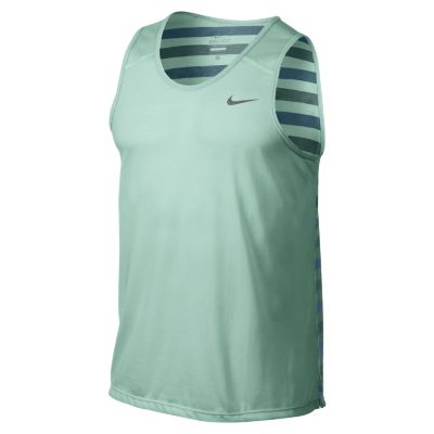 Nike Dri FIT Touch Tailwind Striped Mens Running Tank Top   Medium Mint