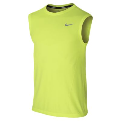 Nike Dri FIT Knit Sleeveless Mens Running Shirt   Volt