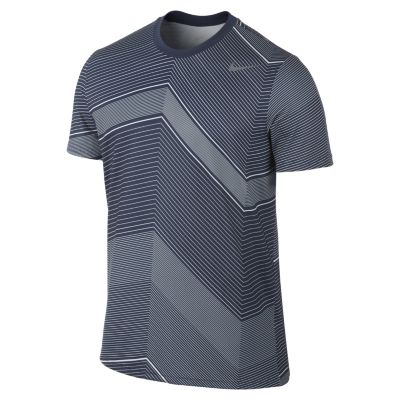 Nike Rally Sphere Stripe Mens Tennis Shirt   Midnight Navy