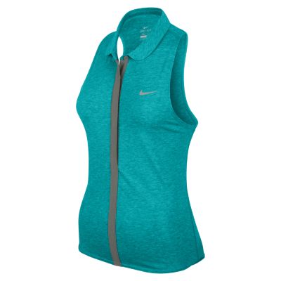 Nike Dri FIT Touch Sleeveless Womens Tennis Polo   Aquamarine Heather