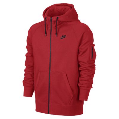 Nike AW77 Fleece Full Zip Mens Hoodie   Challenge Red