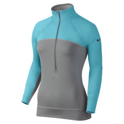 Nike Pro Hyperwarm Fitted Max Shield Half Zip Womens Training Top   Carbon Heat