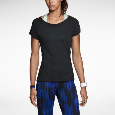Nike Lux Short Sleeve Womens Running Shirt   Black