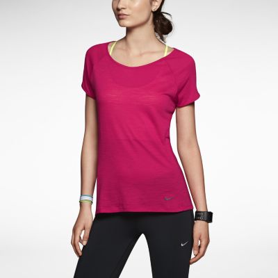 Nike Lux Short Sleeve Womens Running Shirt   Fuchsia Force