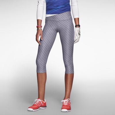 Nike Pro Core Compression Pattern Womens Golf Capri Tights   Purple Steel