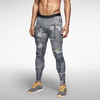 Nike Pro Combat Core Compression Camo Mens Tights   Silver