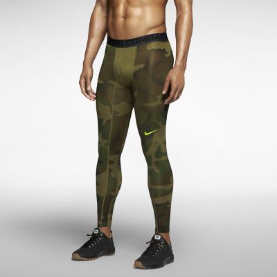 Nike Pro Combat Core Compression Camo Mens Tights   Iguana