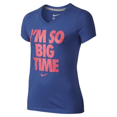 Nike Im So Big Time V Neck Girls T Shirt   Game Royal