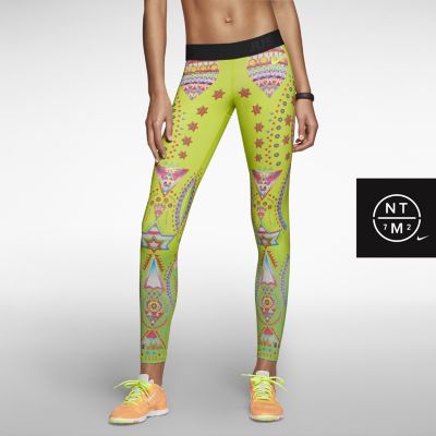 Nike Pro Sparkling Sunburst Womens Tights   Volt Ice