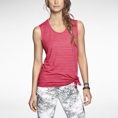 Nike Dri FIT Touch Club Side Tie Stripe Womens Top   Legion Red