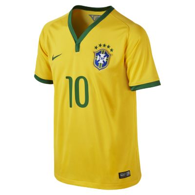 2014 Brasil CBF Stadium Short Sleeve (Neymar) Kids Soccer Jersey   Varsity Maiz