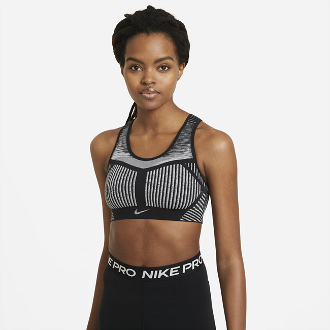 Image of Nike FE/NOM Flyknit Women's High-Support Non-Padded Sports Bra - Noir