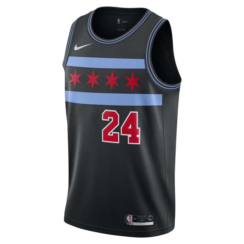 Maillot connecte Nike NBA Lauri Markkanen City Edition Swingman Chicago Bulls pour Homme Noir