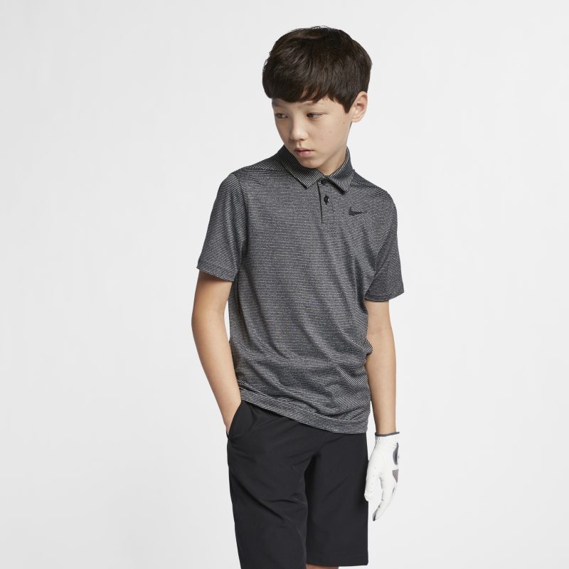 Polo de golf raye Nike Dri-FIT pour Garcon plus age - Noir