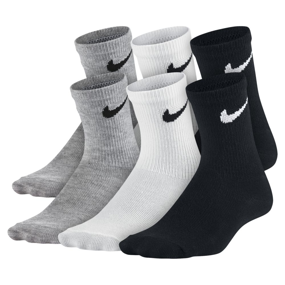 Nike Swoosh Little Kids' Crew Socks (6 Pair) Size 6-7 (Grey) | Shop ...