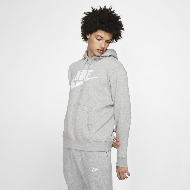 Image of Felpa pullover con cappuccio e grafica Nike Sportswear Club Fleece - Uomo - Grigio