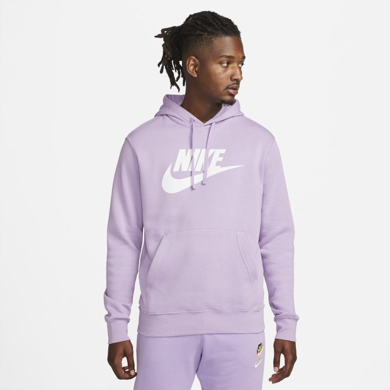 Męska bluza z kapturem i grafiką Nike Sportswear Club Fleece - Fiolet