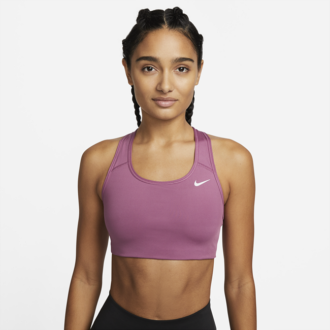 Image of Brassière de sport non rembourrée à maintien normal Nike Dri-FIT Swoosh pour Femme - Pourpre