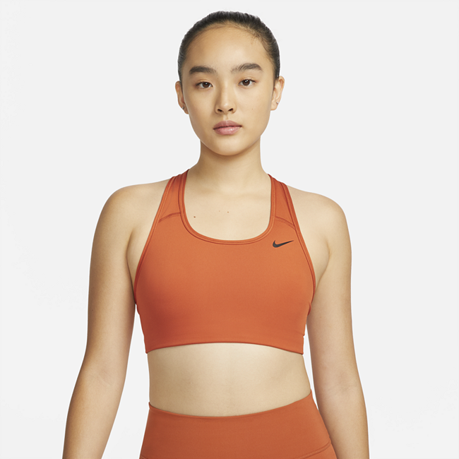 Image of Brassière de sport non rembourrée à maintien normal Nike Dri-FIT Swoosh pour Femme - Orange