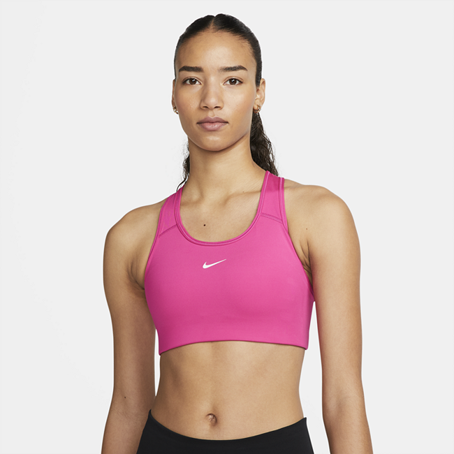 Image of Brassière de sport à maintien normal avec coussinet une pièce Nike Swoosh pour Femme - Rose