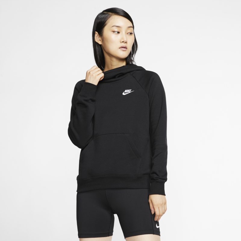 Nike Sportswear Essential Sudadera con capucha de tejido Fleece con cuello de embudo - Mujer - Negro