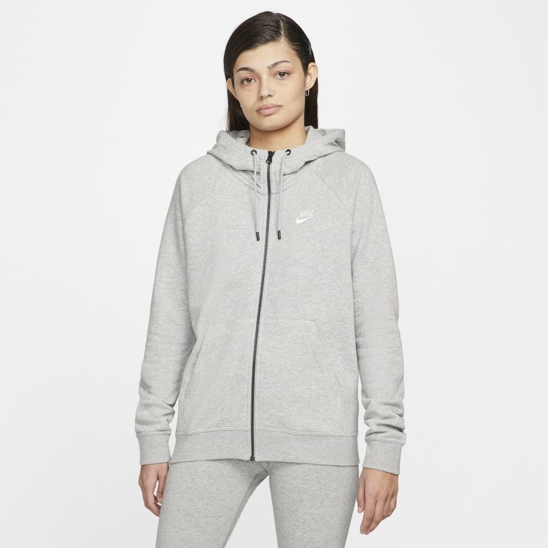 Nike Sportswear Essential Sudadera con capucha de tejido Fleece con cremallera completa - Mujer - Gris