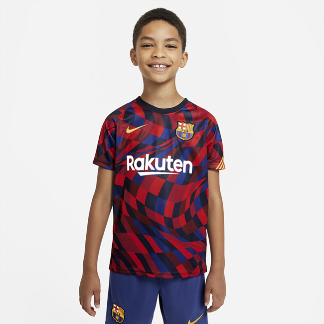 фото Игровая футболка с коротким рукавом для школьников fc barcelona - красный