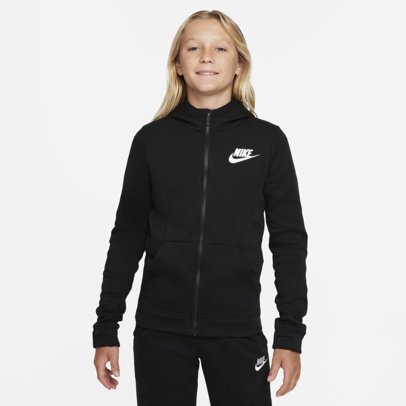 Image of Felpa con cappuccio e zip a tutta lunghezza Nike Sportswear – Ragazzo - Nero