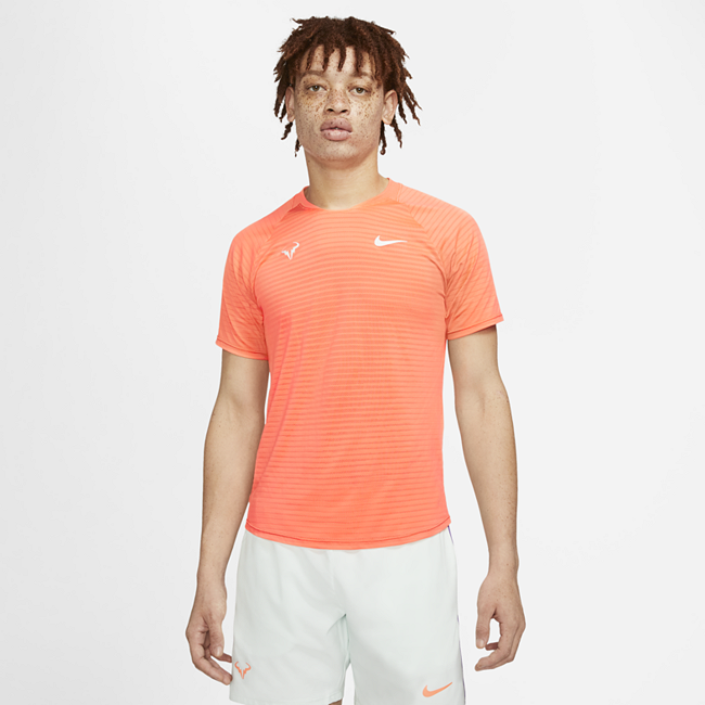 фото Мужская теннисная футболка с коротким рукавом nikecourt aeroreact rafa slam - оранжевый