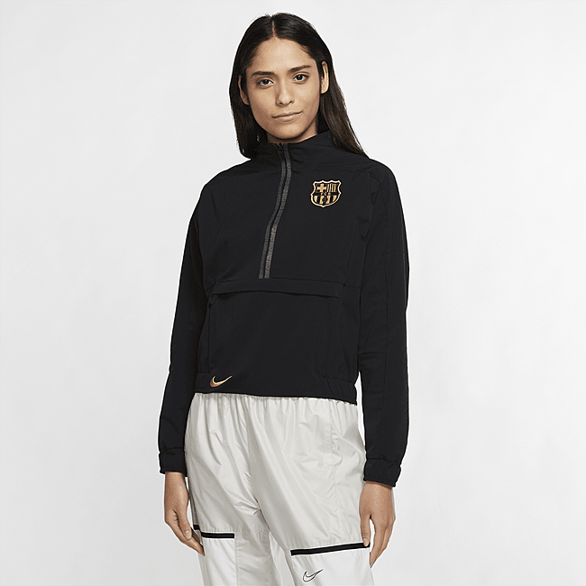 фото Женская футбольная куртка с молнией 1/4 fc barcelona - черный